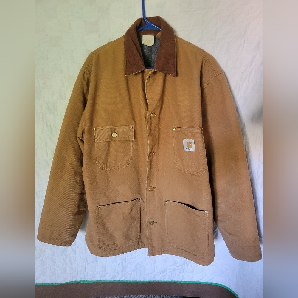 Vintage Carhartt Firm Duck Blanket Lined Chore Coat 1994 Button Up 6BLC